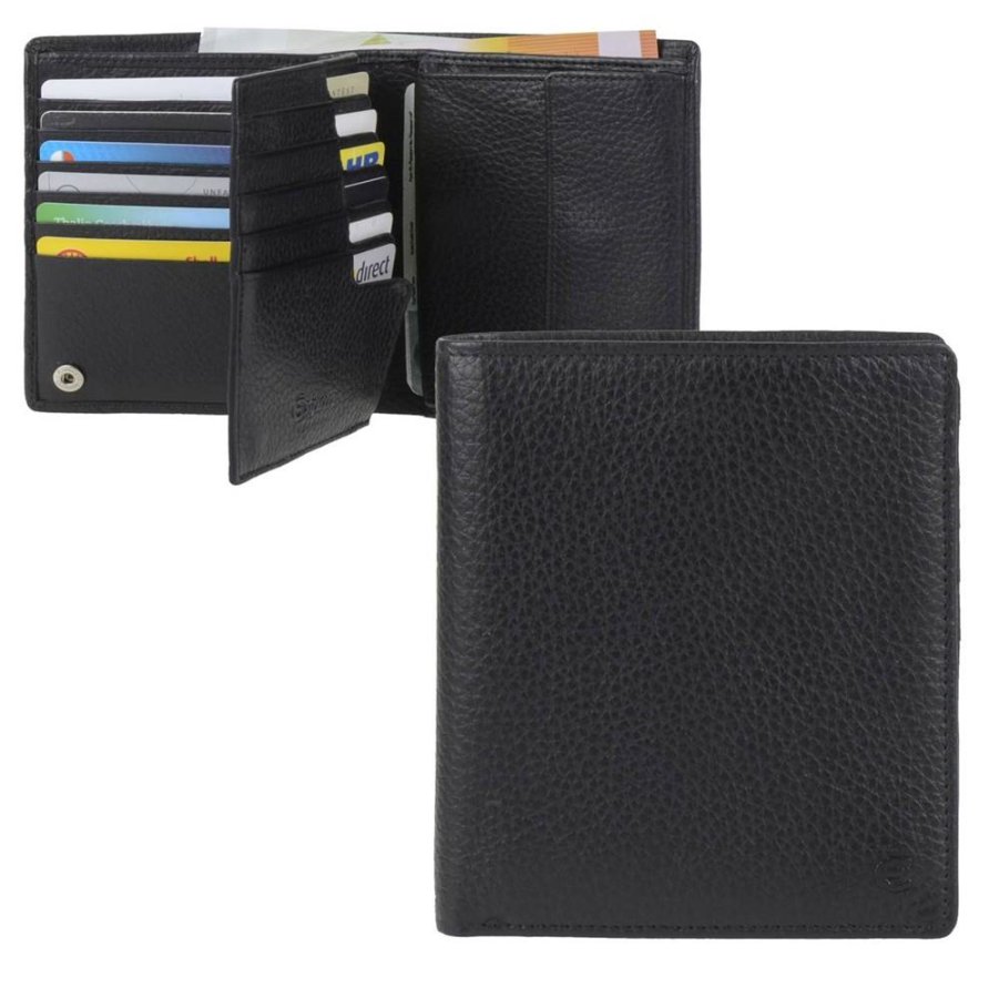 Geldbörse Leder 11x12cm mit 16 Kartenfächern 'Texas' schwarz Esquire 0477-27