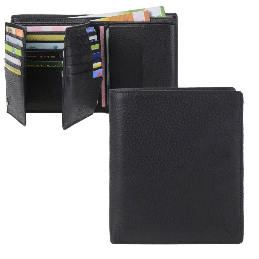 Geldbörse Leder 11x12cm mit 25 Kartenfächern 'Texas' schwarz Esquire 0479-27