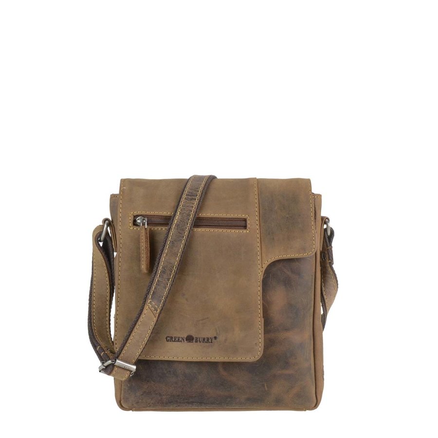 Umhängetasche Leder 23x26cm 'Vintage' antikbraun Greenburry 1650-25