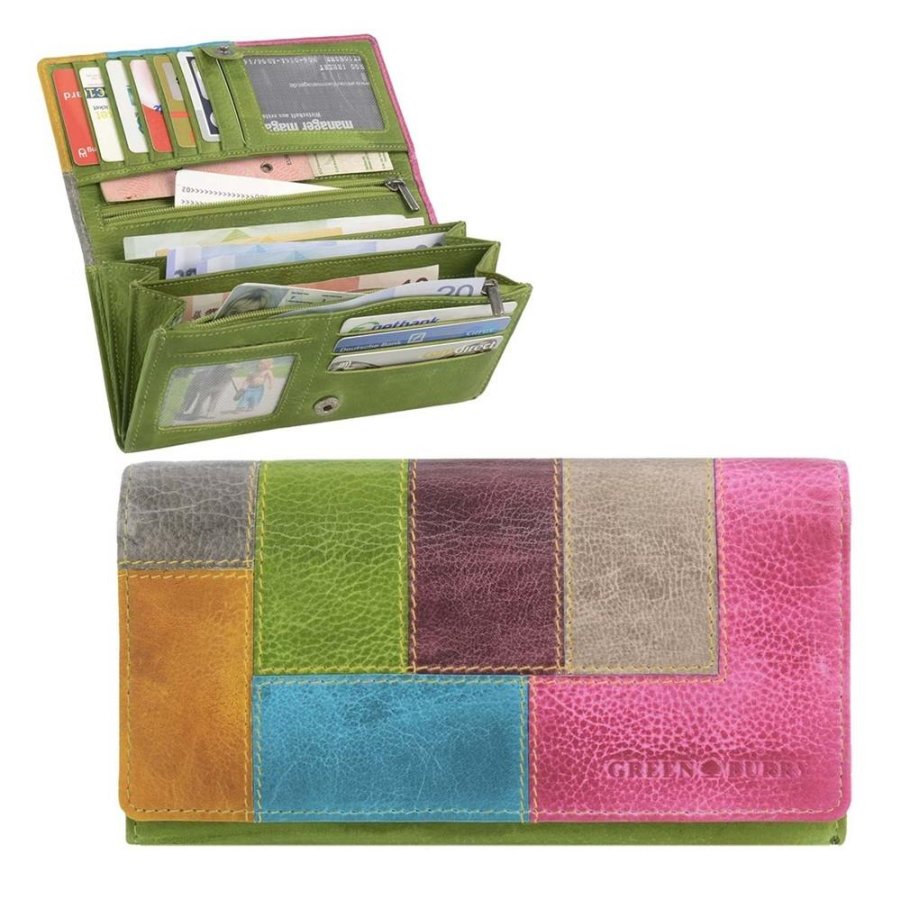 Portemonnaie Damen Leder 18x9cm 'Candy Shop' (bunt) Gelödbörse Geldbeutel Damenportemonnaie Greenburry 862-77