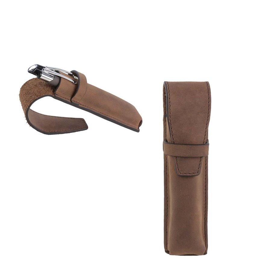 Schreibgeräteetui Leder 15x4cm für 2 Stifte 'Classic' ranger braun Ruitertassen