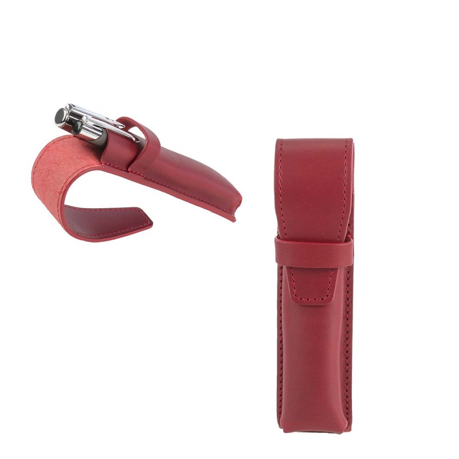 Schreibgeräteetui Leder 15x4cm für 2 Stifte 'Classic' rot Ruitertassen
