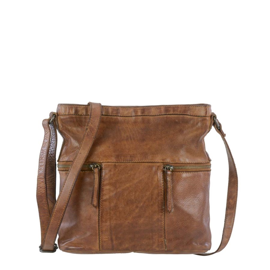 Umhängetasche Leder 26x25cm 'Chessie' cognac Bear Design CL35556