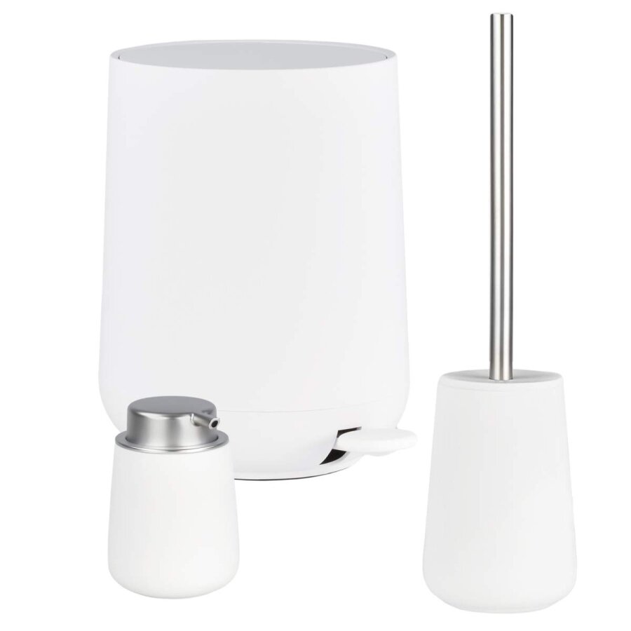Bad-Accessoires Nova Set 3-teilig white | Zone Denmark Komplettset aus Soft-Touch Seifenspender, Toilettenbürste & Treteimer für das Badezimmer.