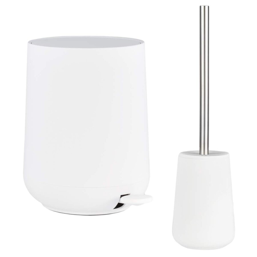 Bad-Accessoires Nova Set 2-teilig weiß | Zone Denmark Badezimmer-Set aus Soft-Touch Kosmetikeimer und Toilettenbürste für einen geordneten Boden.