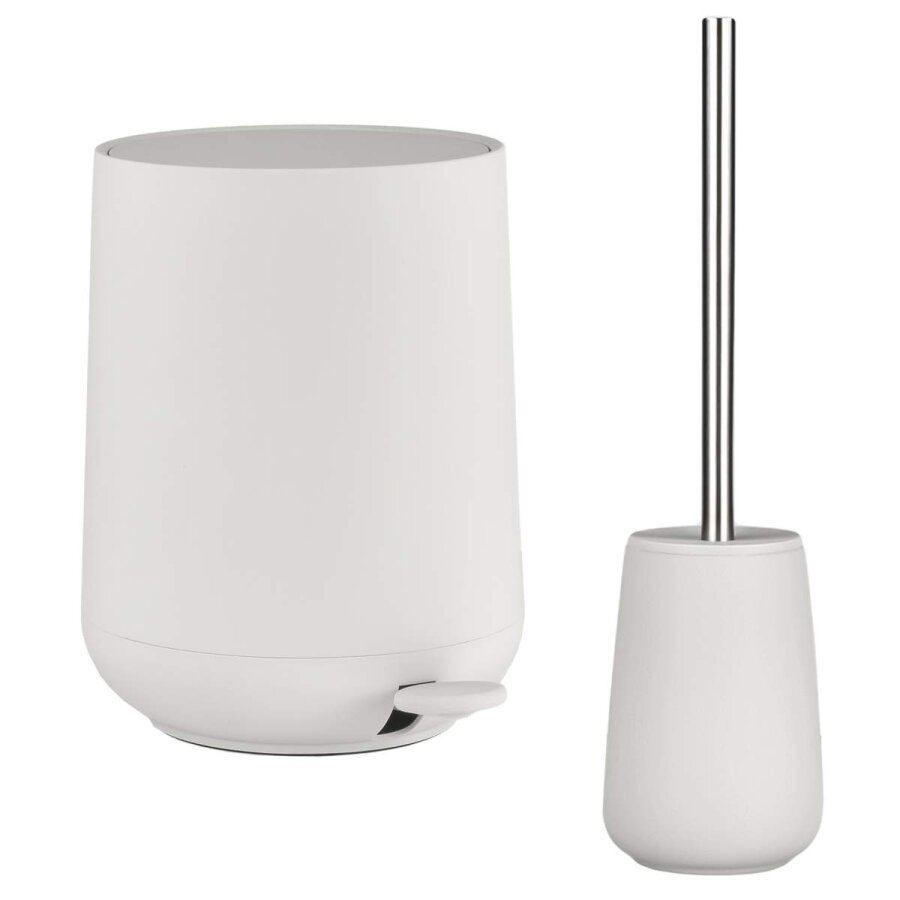 Bad-Accessoires Nova Set 2-teilig lichtgrau | Zone Denmark Badezimmer-Set aus Soft-Touch Kosmetikeimer und Toilettenbürste für einen geordneten Boden.