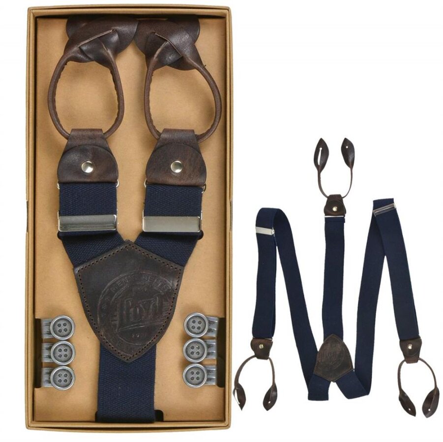 Lloyd Hosenträger Herren zum Knöpfen und Clippen 35mm Casuals marine. Die ideale Lösung für dunkelblaue Anzüge und einen perfekt geordneten Look.