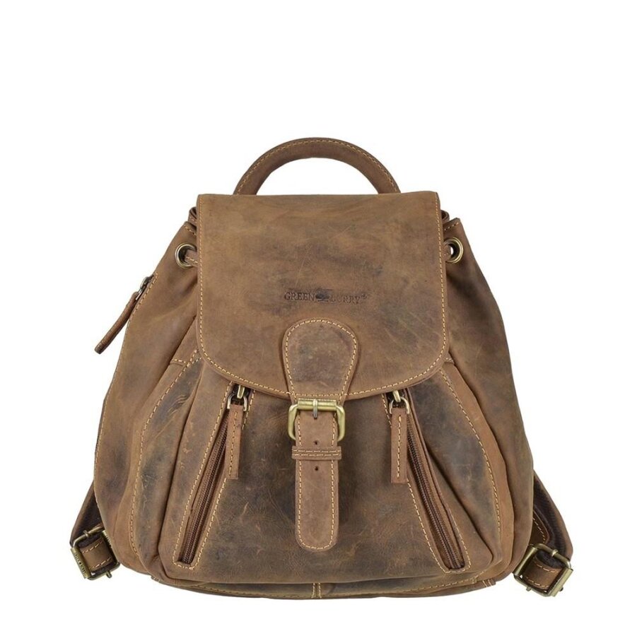Schlanker Damen-Rucksack aus Leder mit praktischem Kartenfach | Greenburry Vintage. Strukturierte Aufteilung für Ihren perfekt geordneten Alltag.