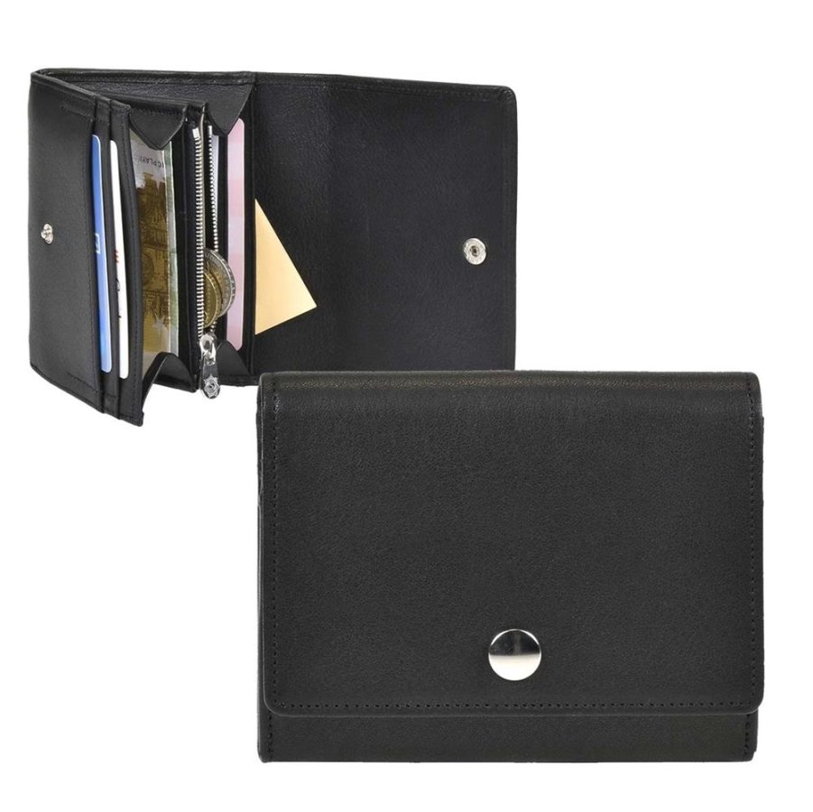 Geldbörse Leder 11x9cm 'Seeve' schwarz Sonnenleder 822-360-02