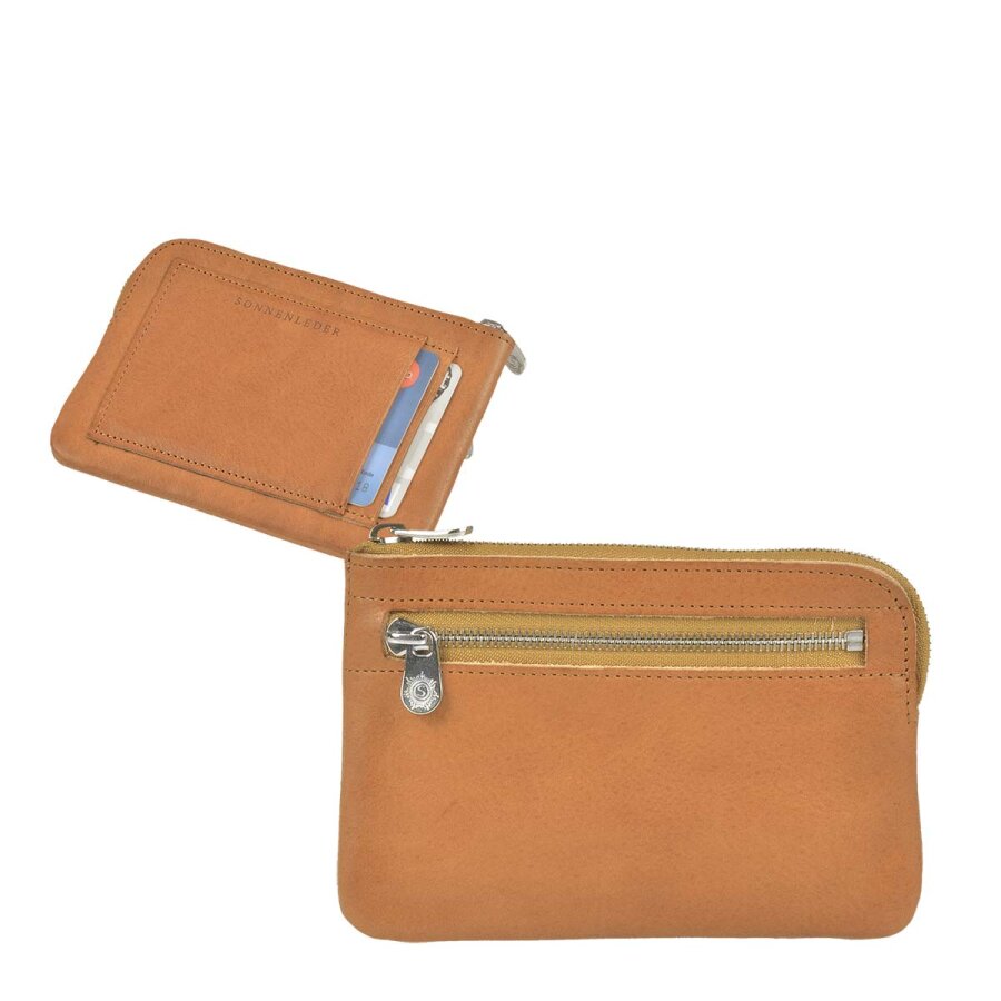 Sonnenleder Geldbörse Monteverdi – naturbraun | Leder Portemonnaie klein & minimalistisch. Edler Geldbeutel mit Patina & 2 Kartenfächern