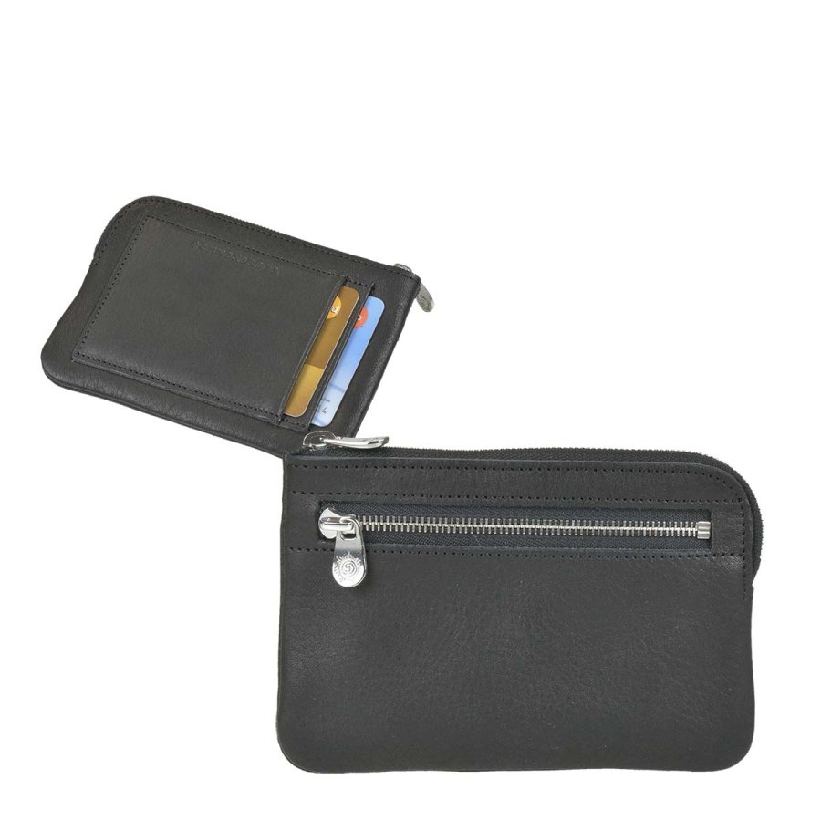 Geldbörse Leder 12x8cm 'Monteverdi' schwarz Sonnenleder 822-395-02