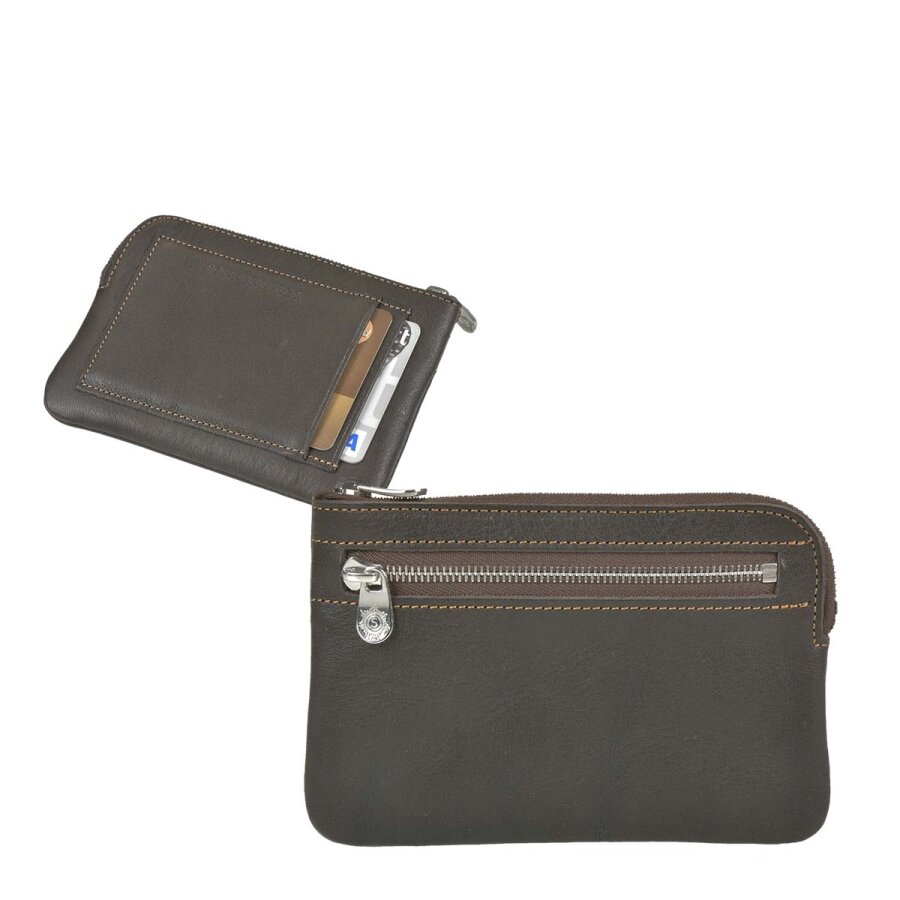 Sonnenleder Geldbörse Monteverdi – mocca | Leder Portemonnaie klein & minimalistisch. Edler Geldbeutel mit Reißverschluss & 2 Kartenfächern. Geschenk