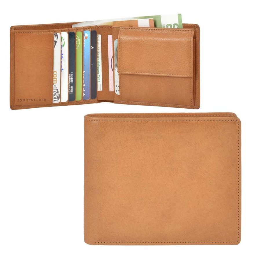 Geldbörse Leder 12x10cm 'Trave' naturbraun Sonnenleder 822-160-01