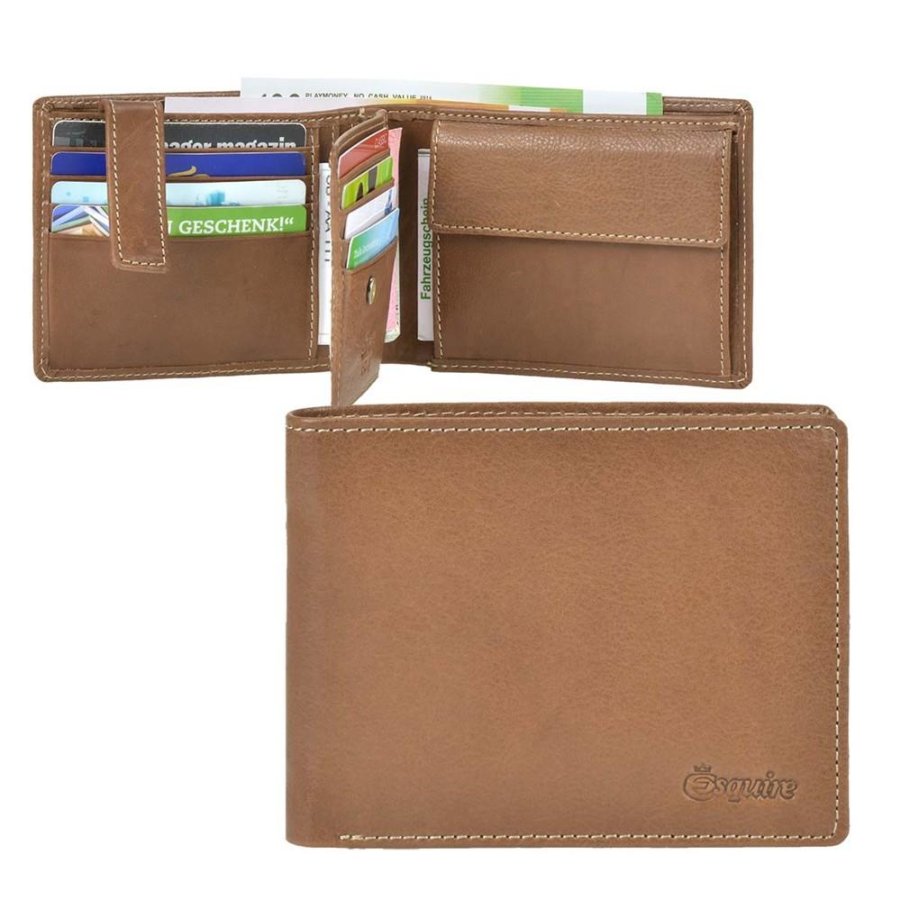 Geldbörse Leder 12x9cm mit 12 Kartenfächern 'Denver' cognac Esquire 2235-18
