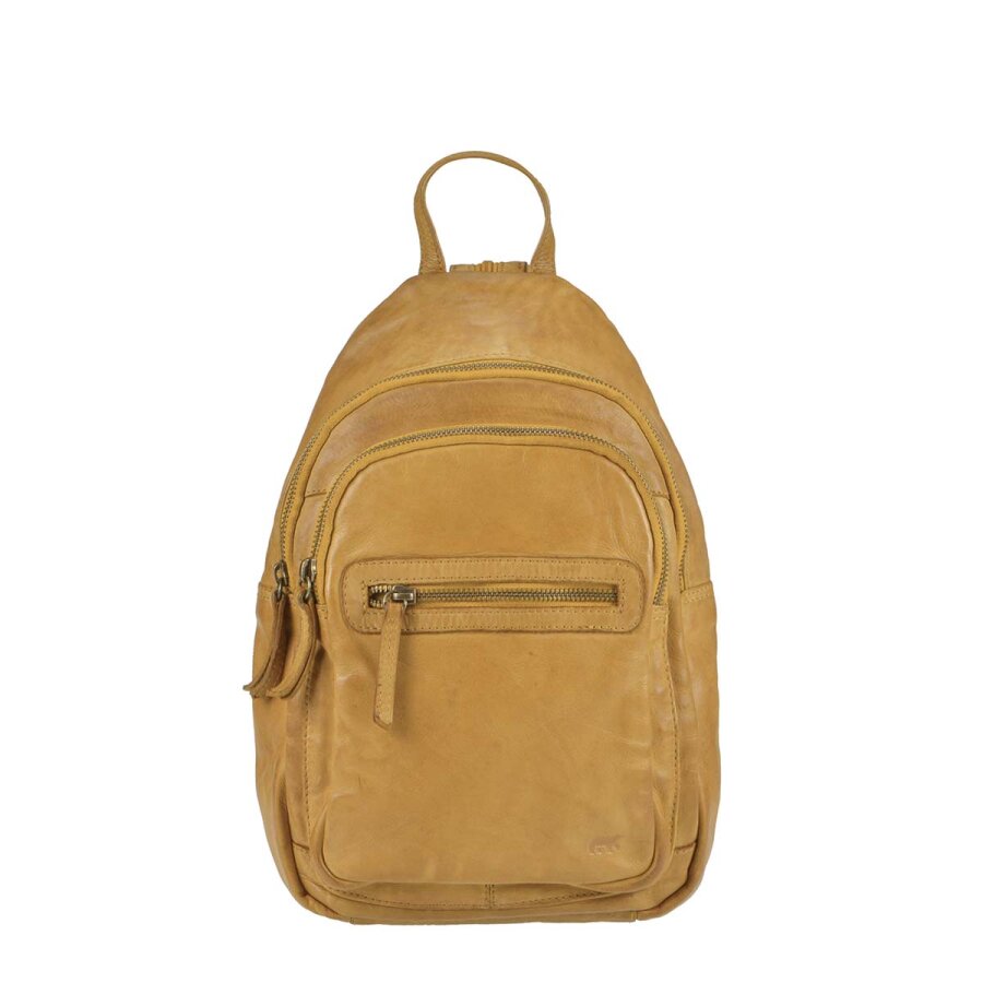 Bear Design Damen Rucksack Leder Joy Cow Lavato – ocker gelb. Der wandelbare Cityrucksack für sonnige Akzente und perfekte Ordnung im Alltag.
