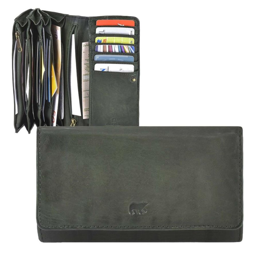 Portemonnaie Leder 17x9cm mit 12 Kartenfächern 'Noor' grün Bear Design CL9918-green