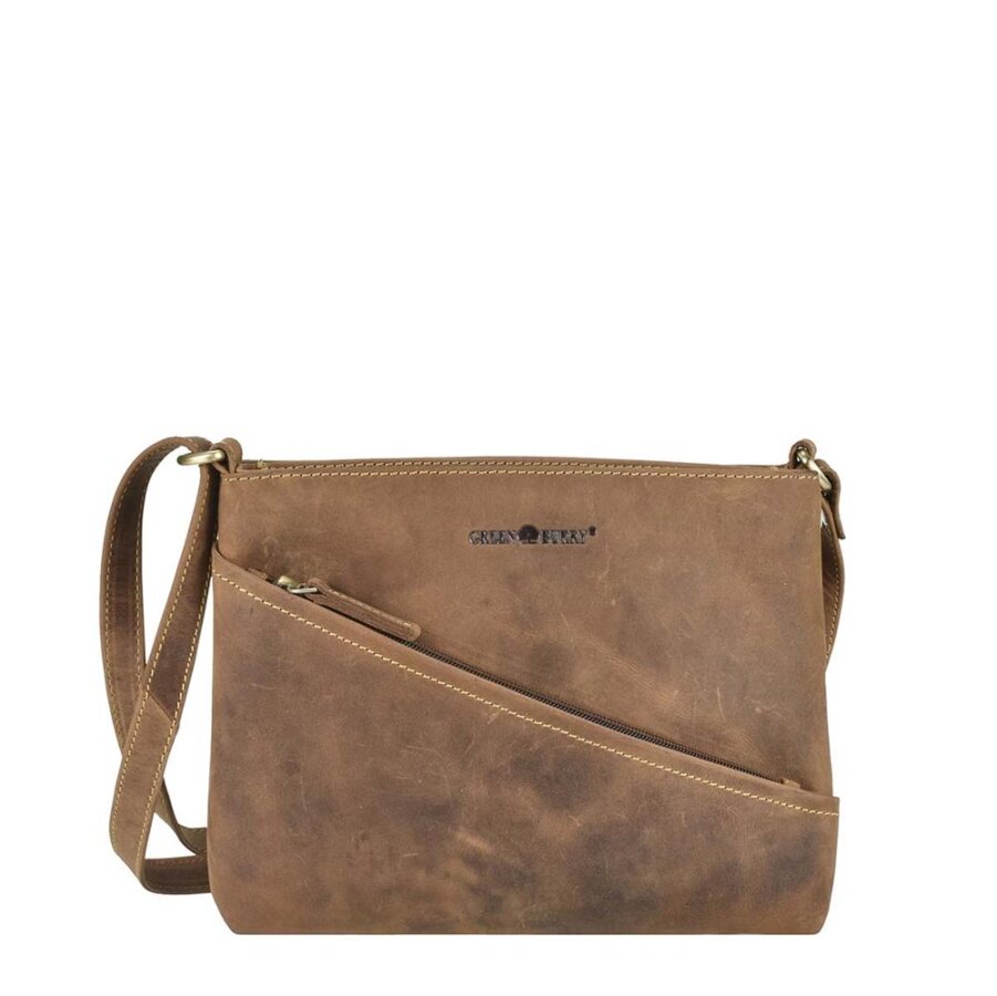 Greenburry Schultertasche Vintage 2 Hauptfächer | Leder antikbraun