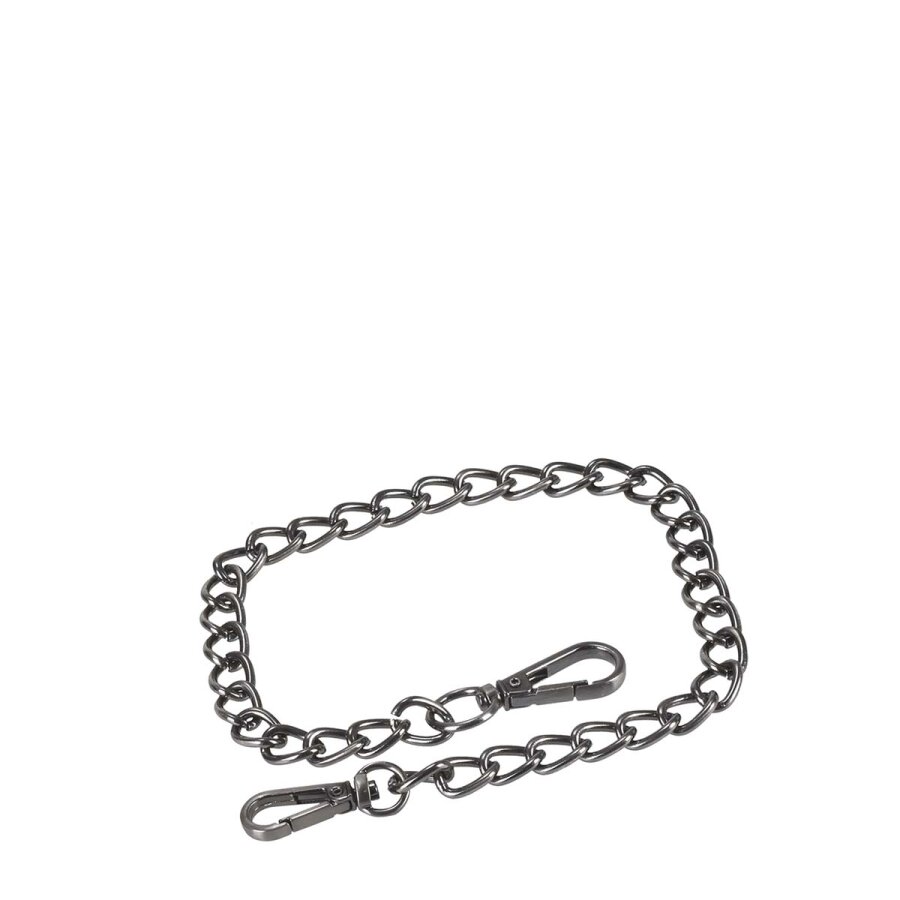 Börsenkette Metall silberfarben 38cm | Greenburry Vintage Sicherheitskette für Geldbörsen. Robuste Gliederkette in Silber-Optik mit Karabinern.