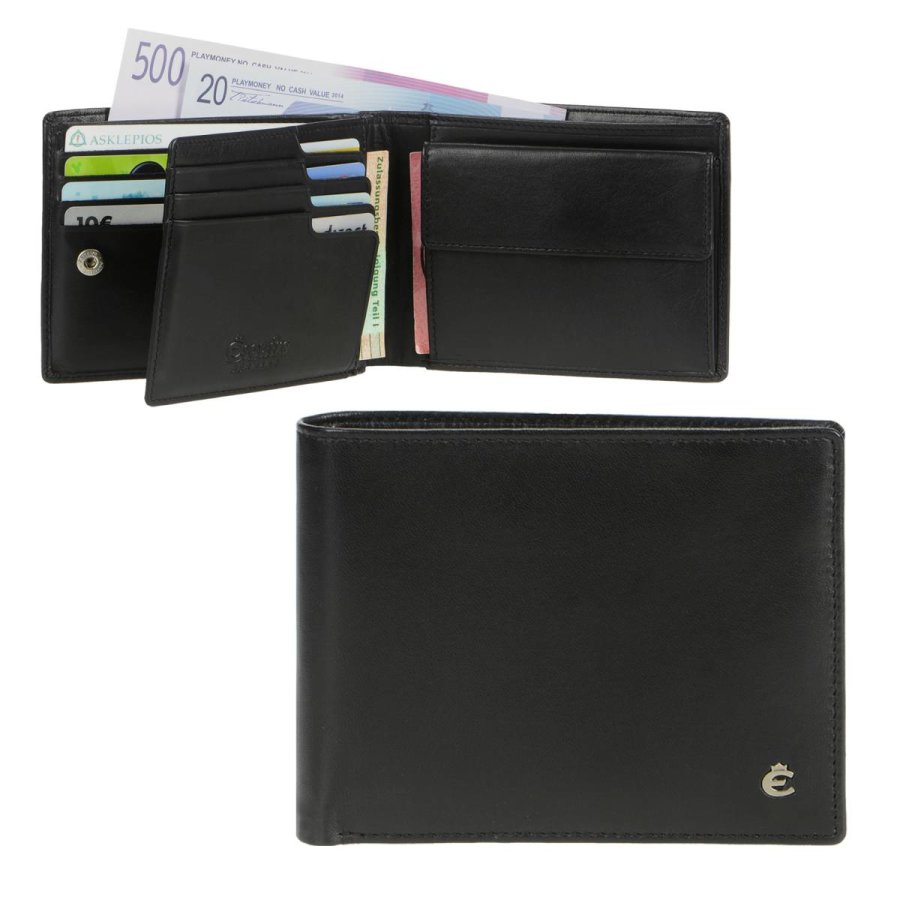 Geldbörse Leder 12x9cm mit 12 Kartenfächern 'Harry' schwarz Esquire 2244-49