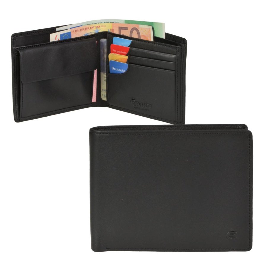 Geldbörse Leder 12x9cm für Linkshänder 'Logo' schwarz Esquire 2294-10-00