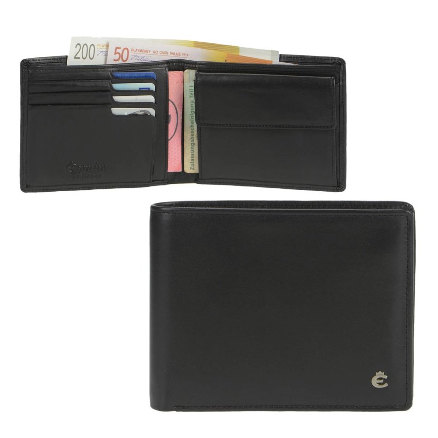Geldbörse Leder 11x9cm mit RFID Schutz 'Harry' schwarz Esquire 2295-49