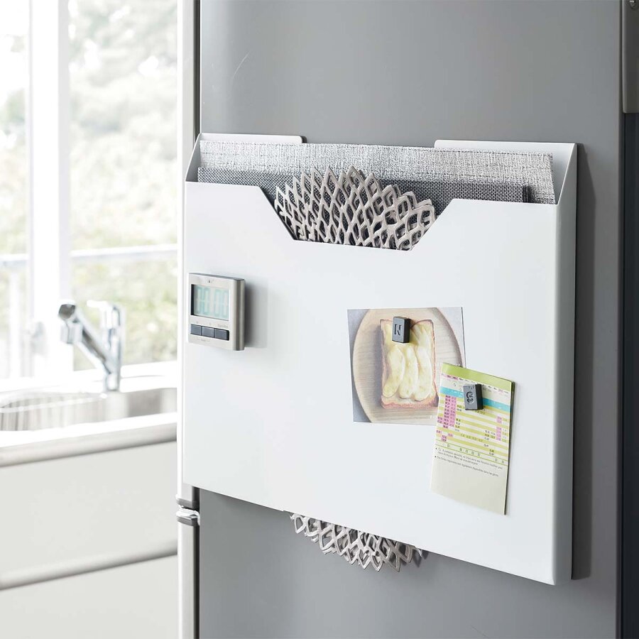 Tischset Aufbewahrung aus Metall für Platzdecken bis 50cm Breite 'Tower', modernes japanisches Design, für Tischdecken, weiß YAMAZAKI HOME