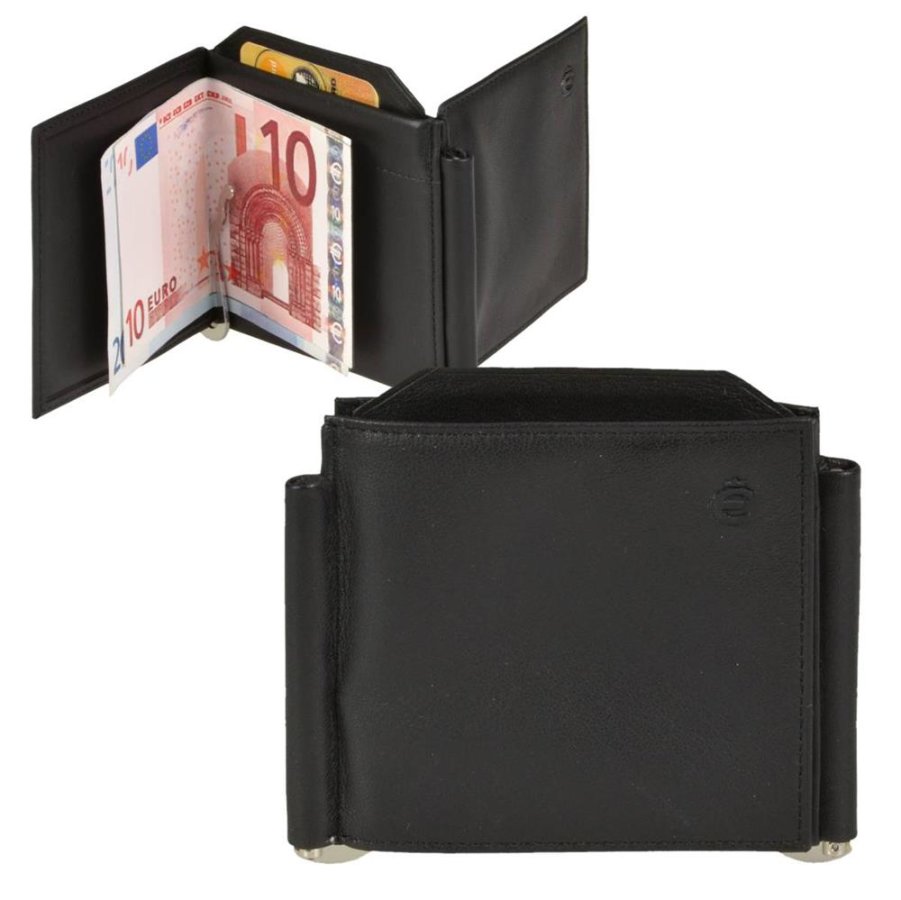 Dollarclip Leder 11x9cm mit 2 Klammern 'Harry' schwarz Esquire 2567-10-00