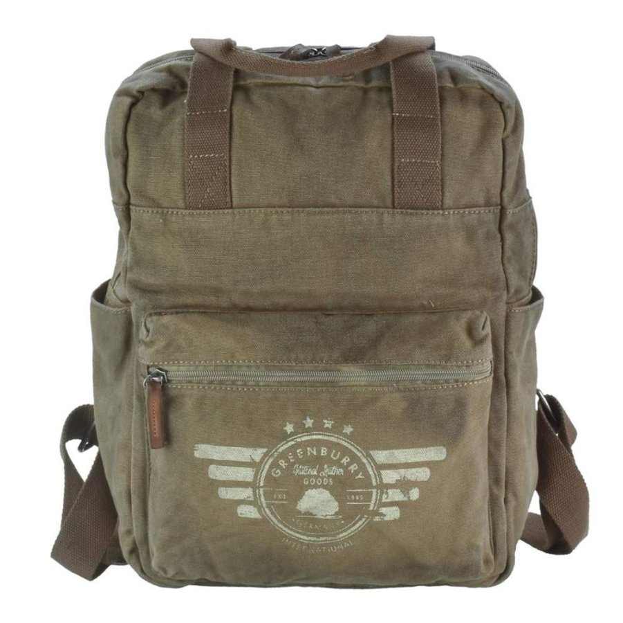 Rucksack Canvas 30x39cm 'Aviator' khaki Greenburry 5911-30