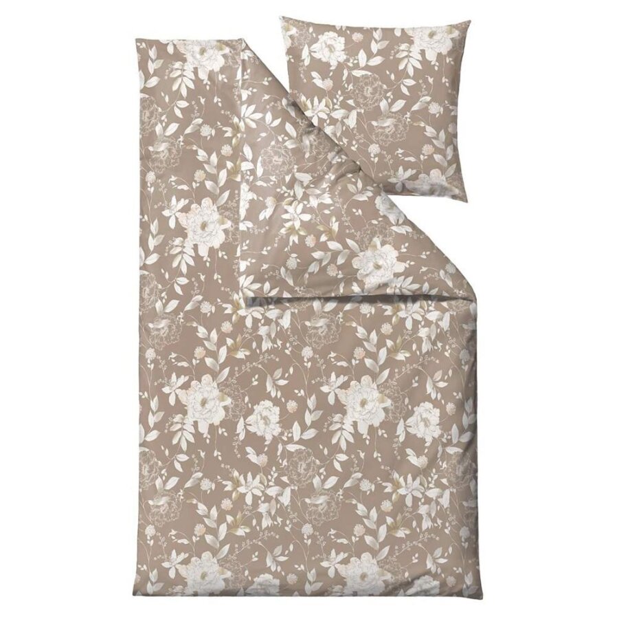 Hochwertige Satin-Bettwäsche aus Baumwolle in beige | Södahl Garden Bloom. Das strukturierte Schlafzimmer-Zubehör für Ihren geordneten Alltag.