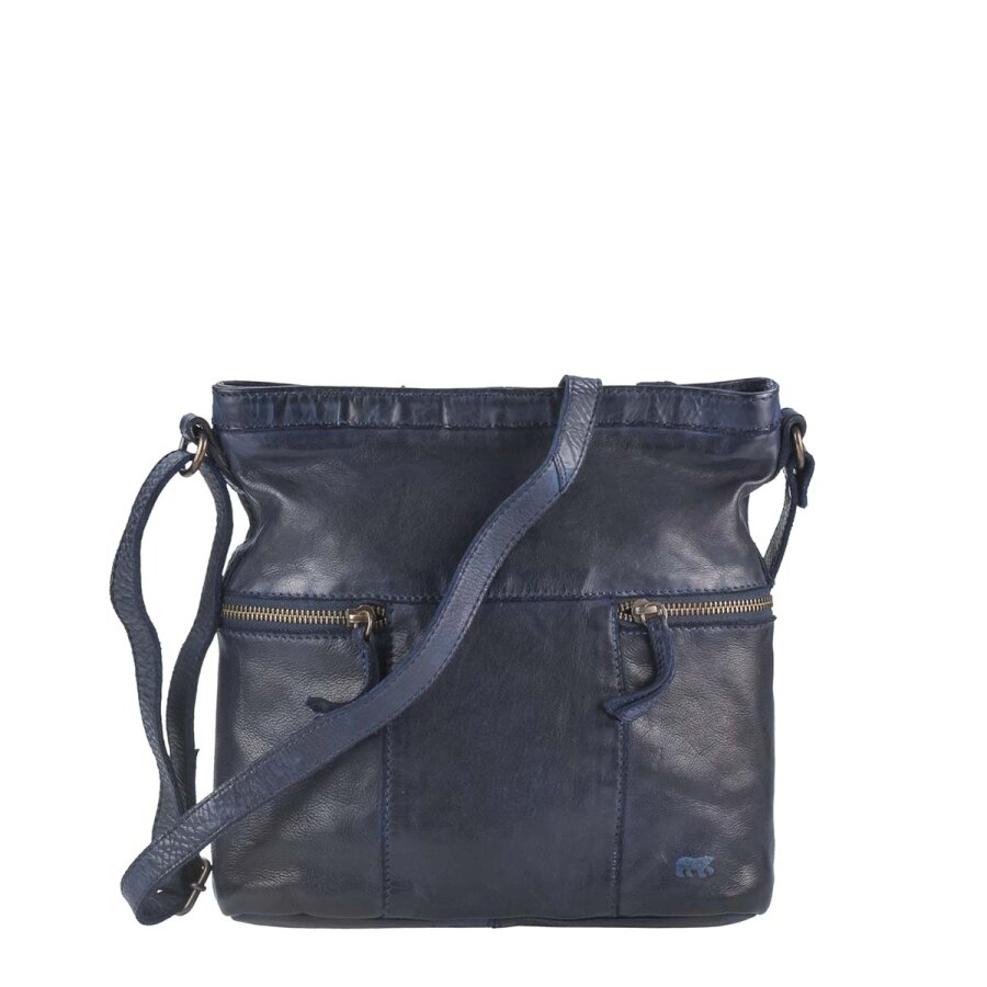 Umhängetasche Damen viele Fächer Leder blau 26x25x9cm | Bear Design Chessie. Ein funktionaler Organizer für einen strukturierten Alltag und Freizeit.