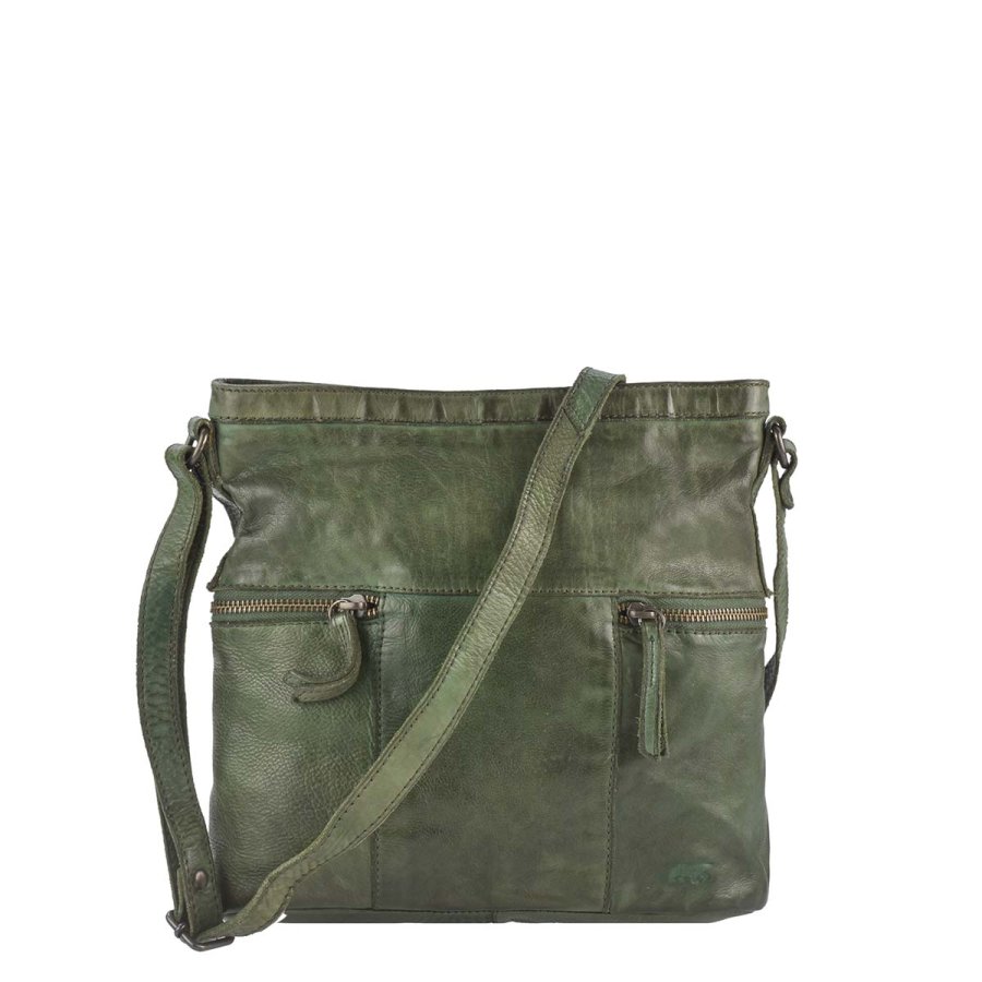 Umhängetasche Leder 26x25cm 'Chessie' grün Bear Design CL35556