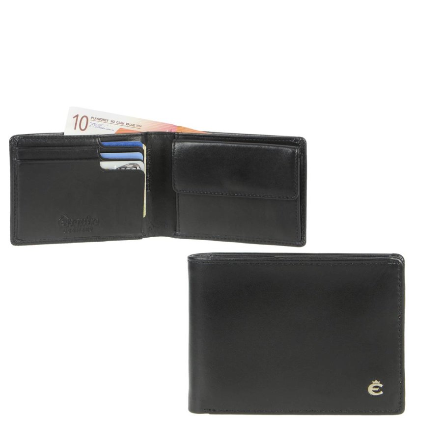 Geldbörse Leder 10x7cm mit RFID Schutz klein 'Harry' schwarz Esquire 2803-49