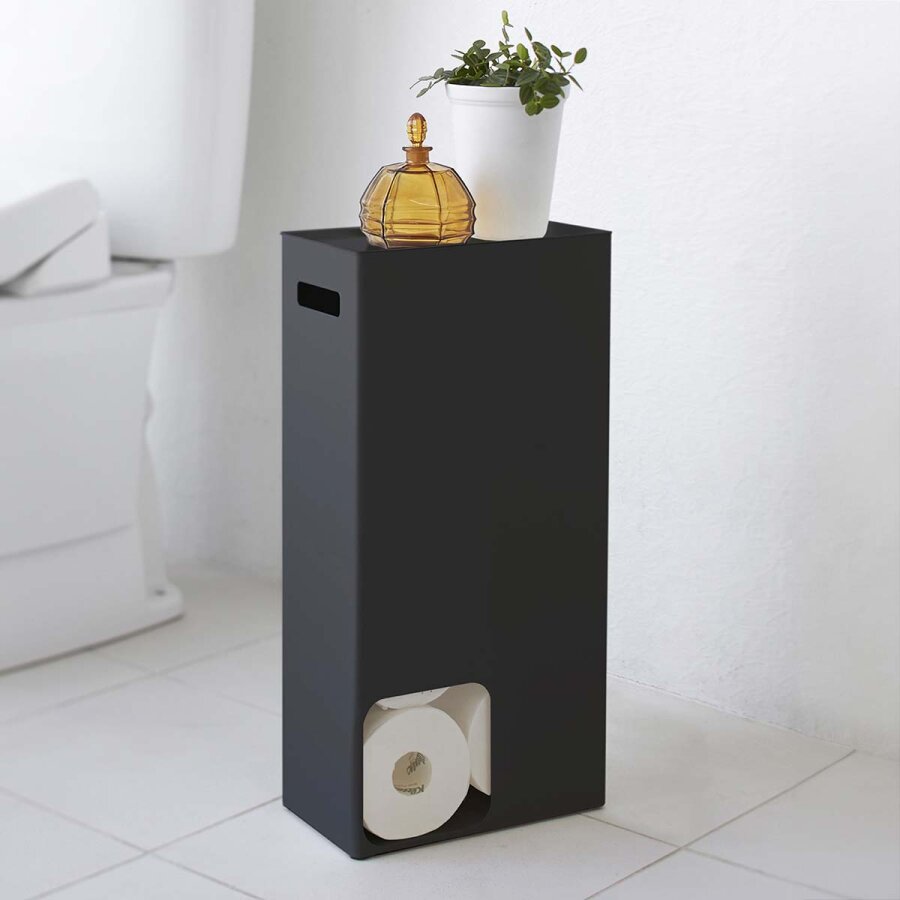 Toilettenpapier Aufbewahrung Design, schwarz, 23x48x12cm für bis zu 8 Rollen stehend 'Tower' WC-Rollen Ersatzspender für Klopapier YAMAZAKI HOME