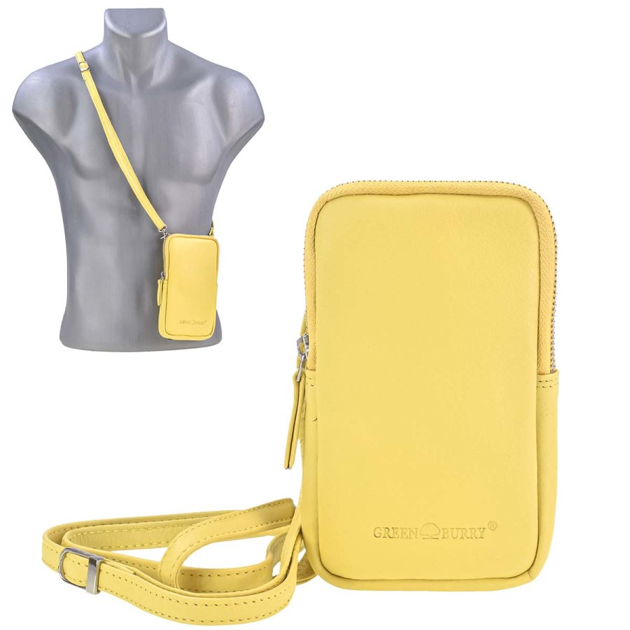 Handytasche zum Umhängen Leder 'Nappa' gelb Greenburry 1593N-45