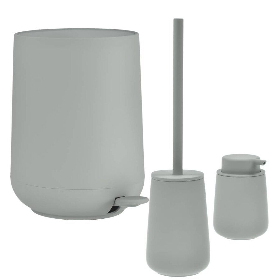 Bad-Accessoires Nova One Set 3tlg matcha green | Zone Denmark Monochrome Design-Kombi aus Soft-Touch Kosmetikeimer, Toilettenbürste & Seifenspender fü