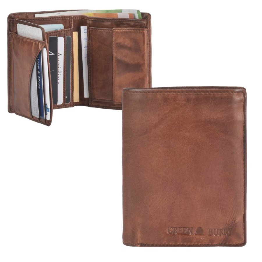 Geldbörse Leder 9x12cm 'Vintage Washed' chestnut Greenburry 2921-24