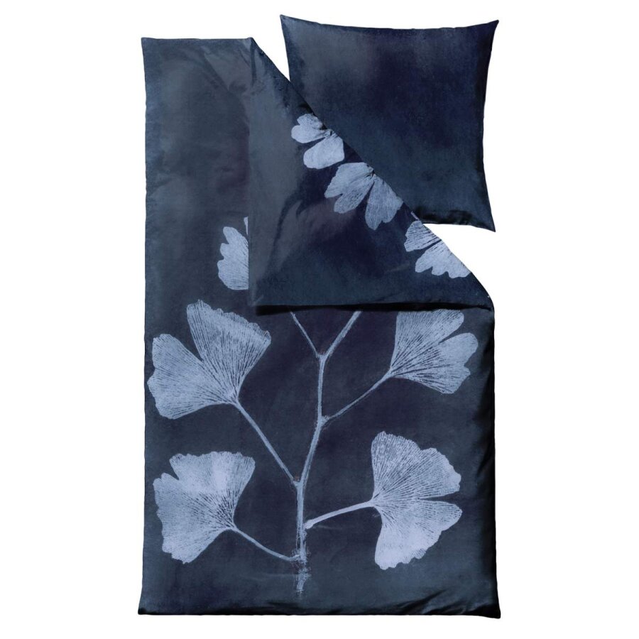 Skandinavische Bettwäsche BOTANICALS 135x200cm Ginkgo dark blue Södahl