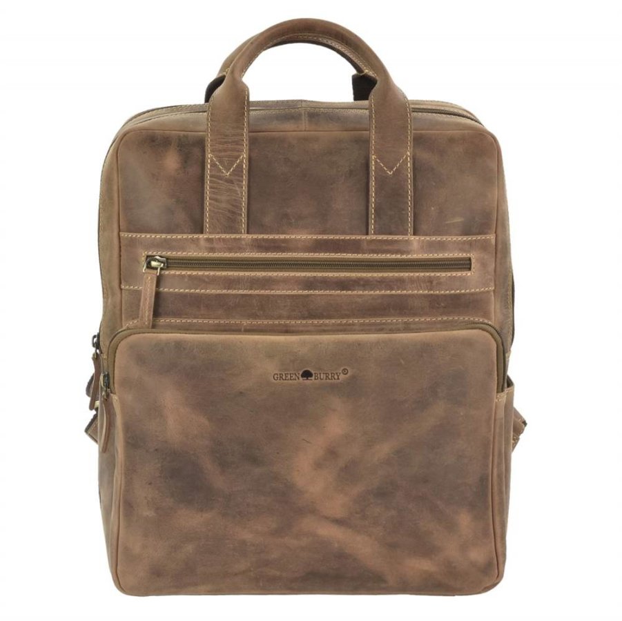 Rucksack Leder 30x36cm 'Vintage' antikbraun Greenburry 1567-25