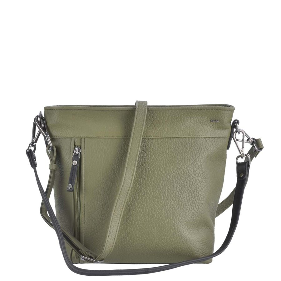 Schultertasche Leder 31x26cm 'Fleur' grün Berba 125-993