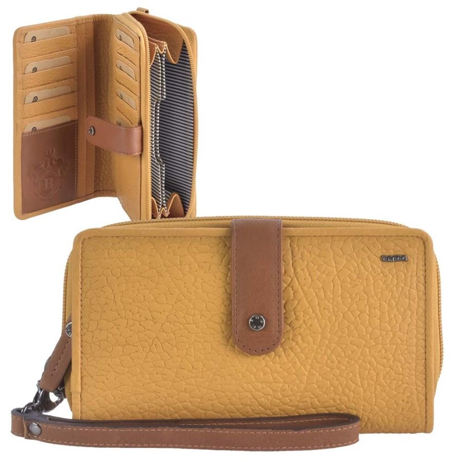 Portemonnaie Leder 18x10cm mit 14 Kartenfächern 'Eva' gelb Berba 121-920
