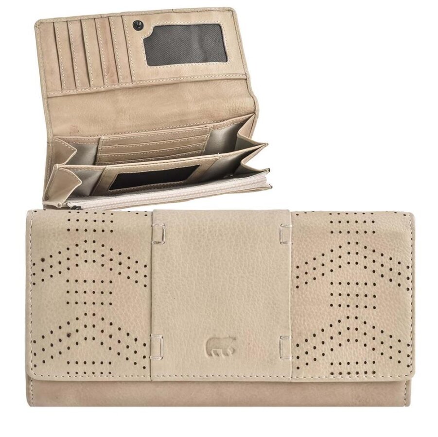 Kuvertbörse Damen 12 Kartenfächer RFID Leder baltic beige 19x10cm | Bear Design Sterre Geldbörse mit Sichtfenster für eine strukturierte Organisation.