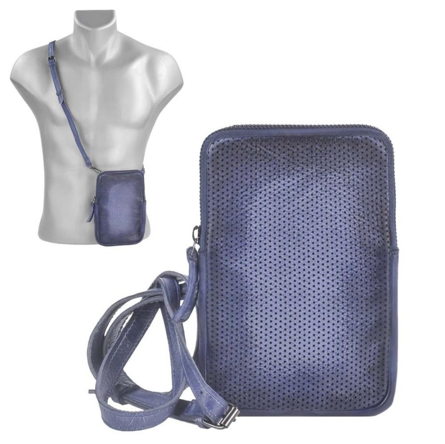 Handytasche zum Umhängen Leder 'Jan' blau Berba 875-030-58