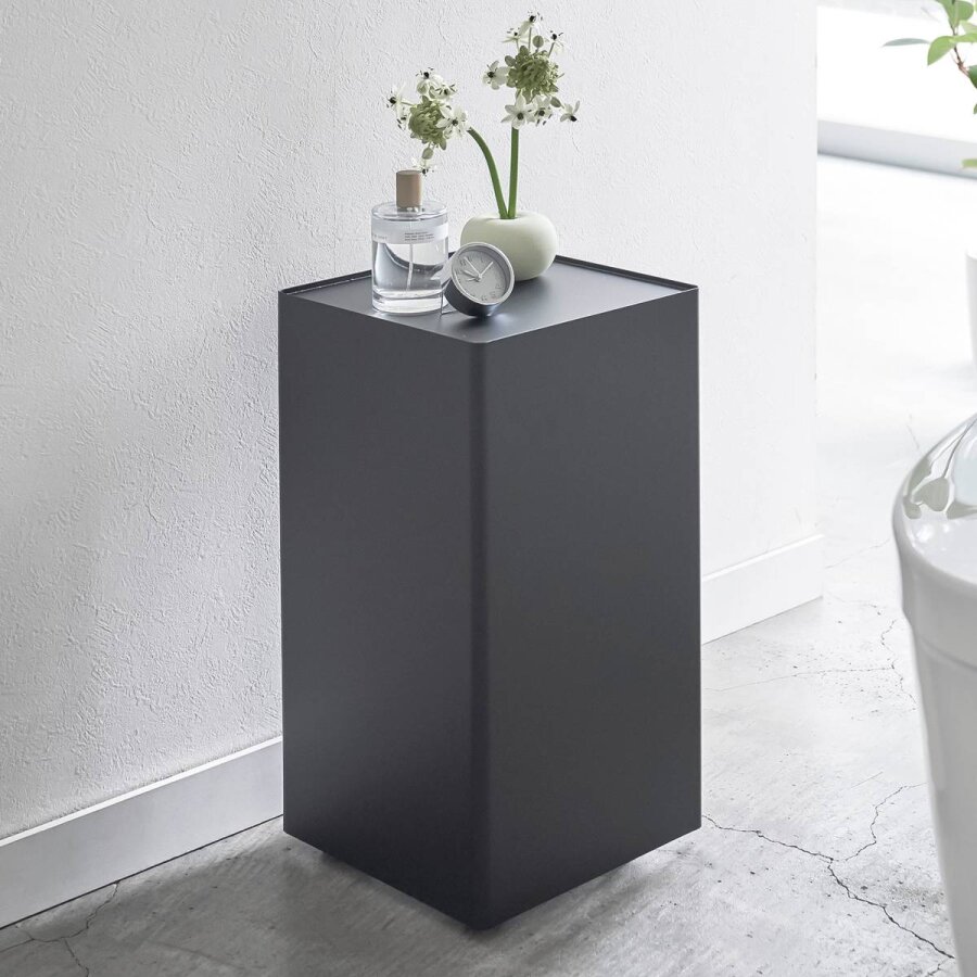 Toilettenpapier Aufbewahrung Design 23x43x23cm, kleiner Badschrank, stehend auf Rollen 'Tower' WC-Rollen, für Ersatzrollen, für Klopapier, schwarz