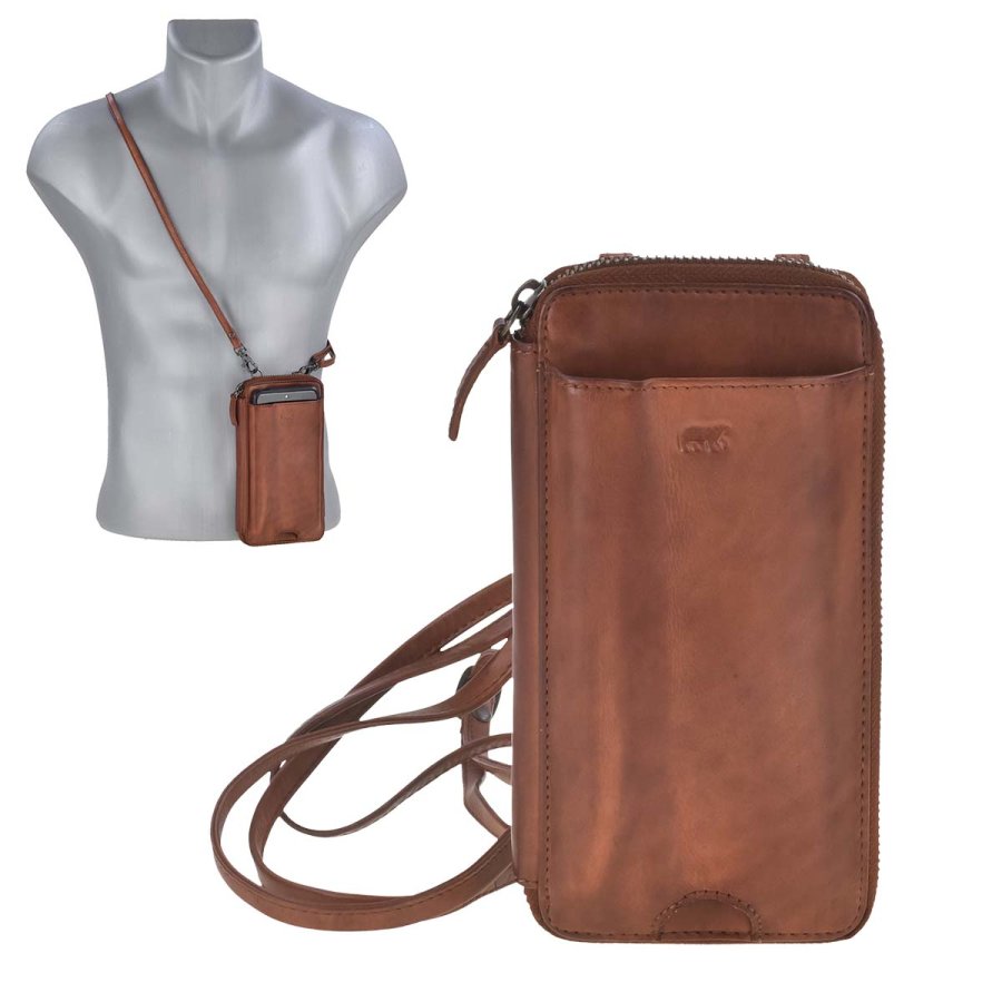 Handytasche zum Umhängen Leder 'Anniek' cognac Bear Design CL18860-cognac