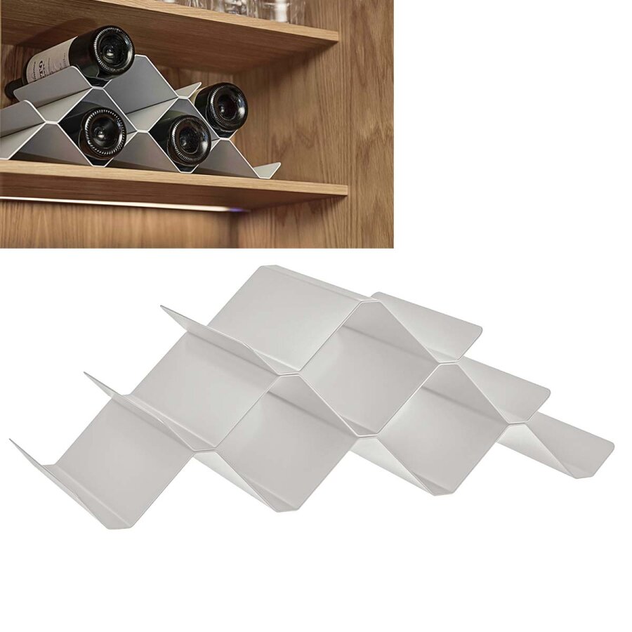 Weinregal für 9 Flaschen Metall Warm Grey | Zone Denmark. Minimalistischer Flaschenhalter im skandinavischen Design für das stilvolle Esszimmer.