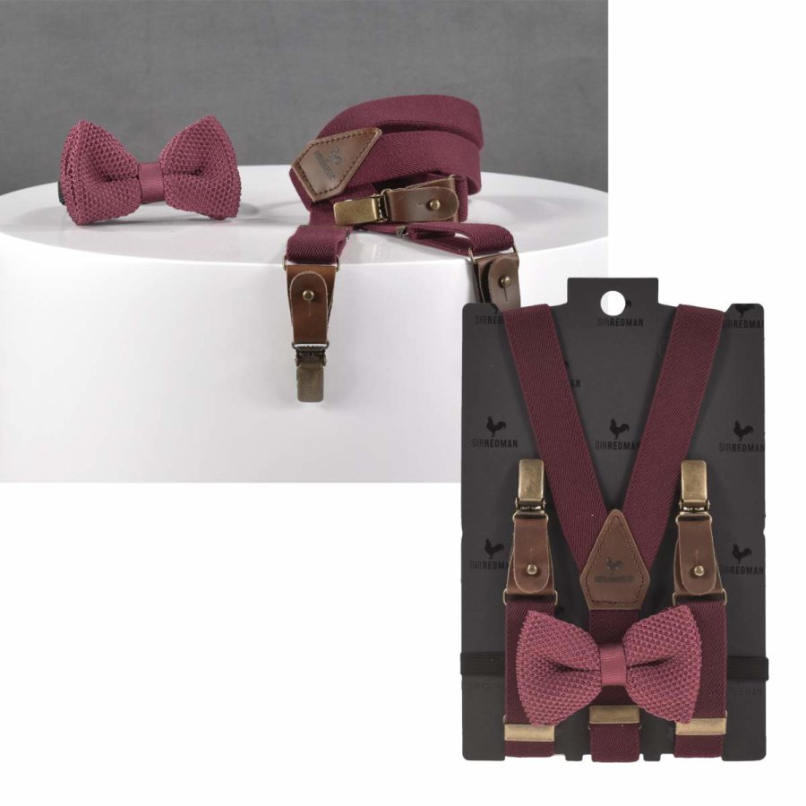Hosenträger Kinder Set mit Fliege Jungen 'KIDS' Mr Buck Burgundy