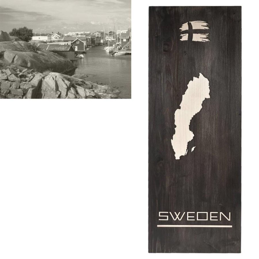 Holz Wandbild SWEDEN 30x80cm