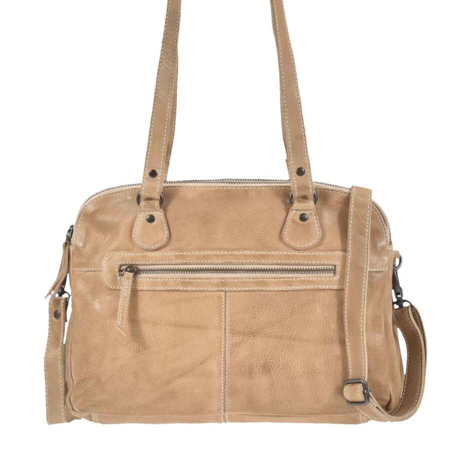 Bear Design Umhängetasche Damen Leder Lieke – 2 Fächer | Cow Lavato baltic beige