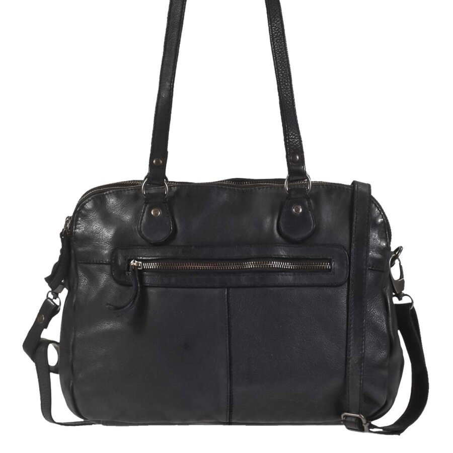 Bear Design Umhängetasche Damen Leder Lieke – 2 Fächer | Cow Lavatao schwarz