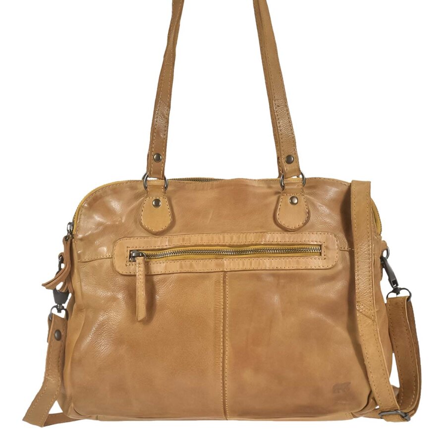 Bear Design Umhängetasche Damen Leder Lieke – 2 Fächer | Cow Lavato gelb